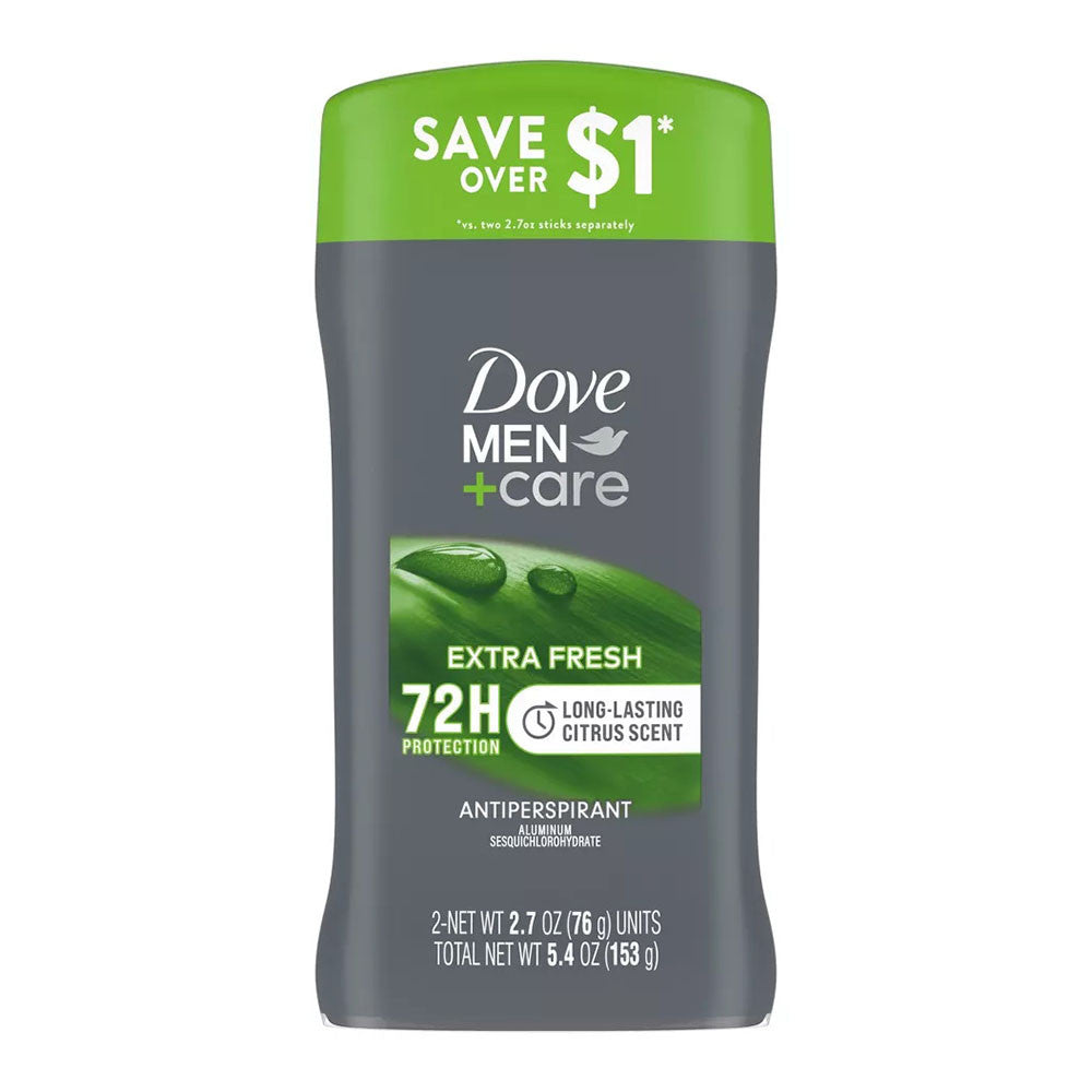 Dove Men Plus Care 72 Hour Antiperspirant Deodorant Stick, Extra Fresh, 2.7 Oz